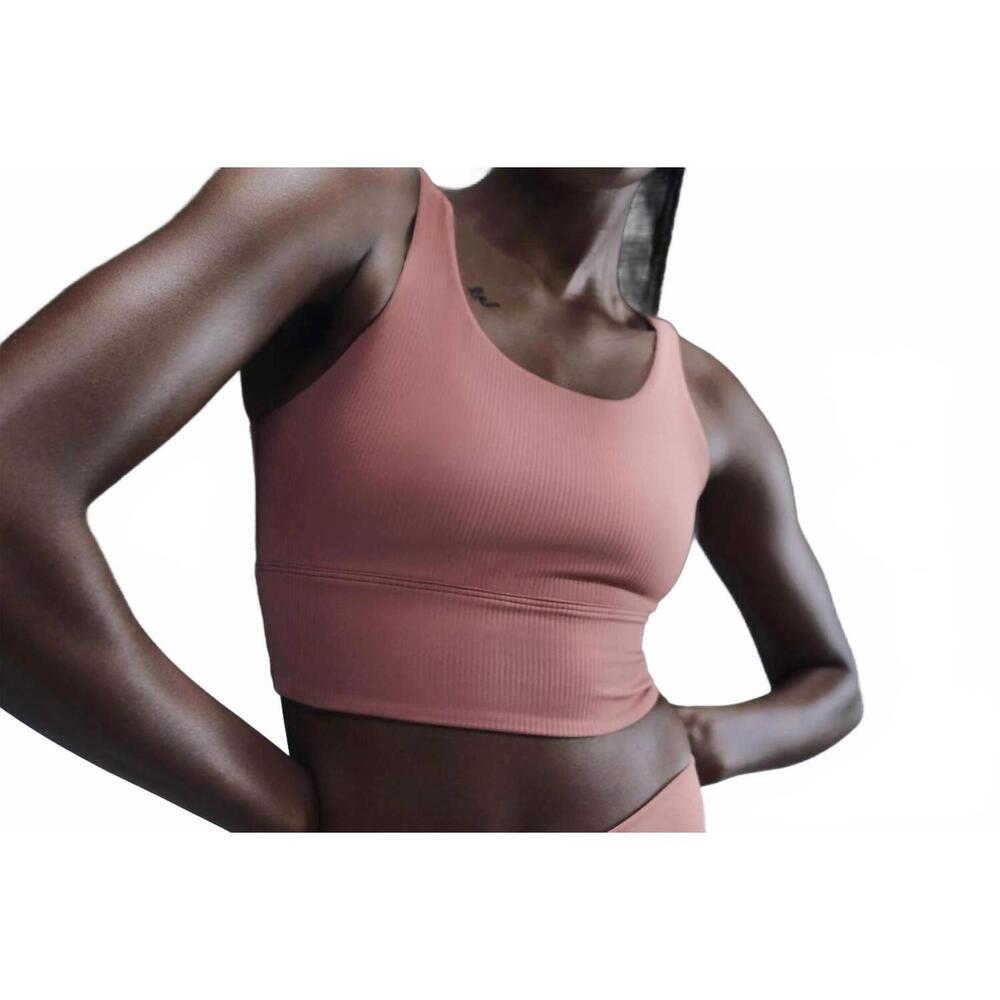 NEW NIKE womens zenvy rib light-support yoga sports bra in rose/blush 60